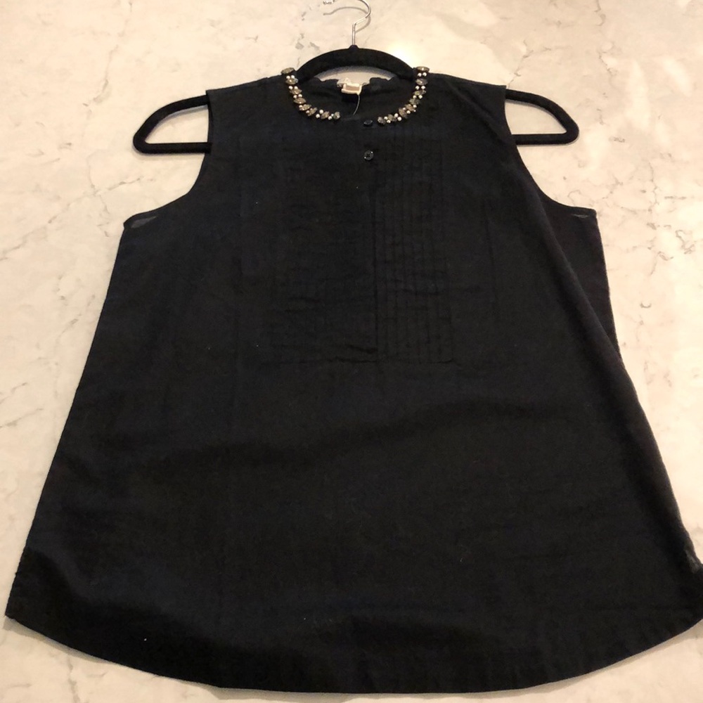J Crew Beaded Collar Button Tank Size 2